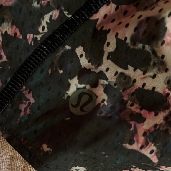 lululemon athletica black athletic shorts with floral print and bright waistband - Picture 2 of 6